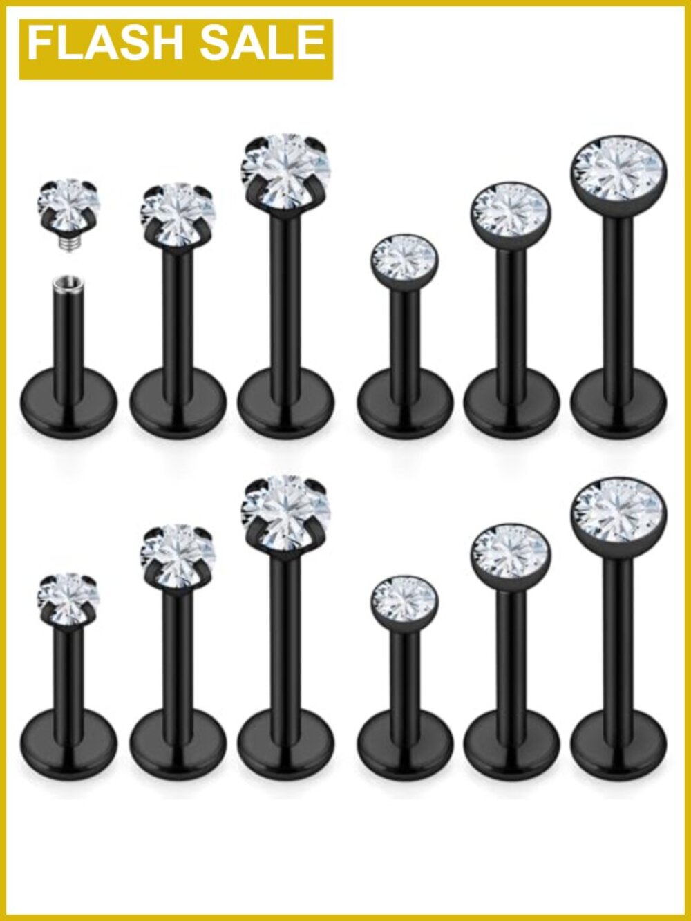 16G Surgical Steel Flat Back Stud Earrings CZ Piercing Jewelry